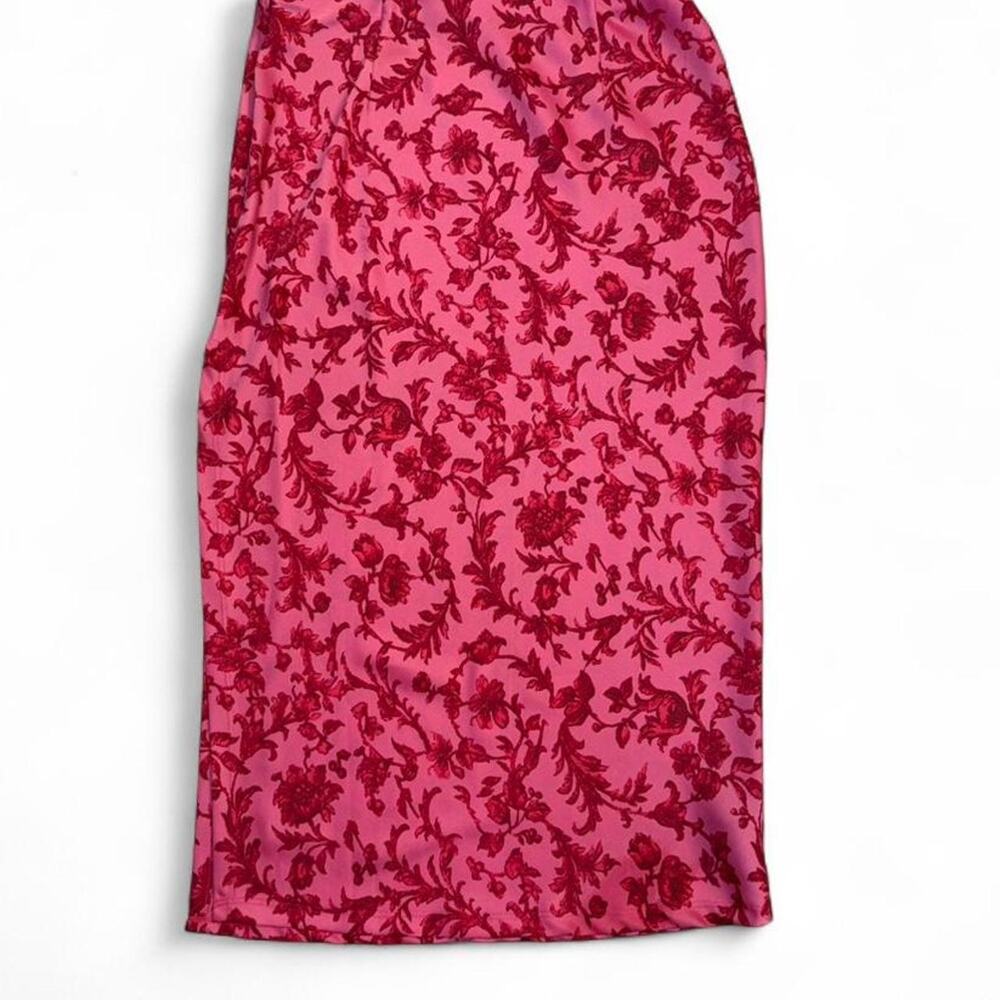 Urban outfitters silk satin pink floral maxi skirt boho coquette fairycore - Picture 3 of 7